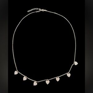 Vintage Sterling 925 multi heart crystal pendants necklace